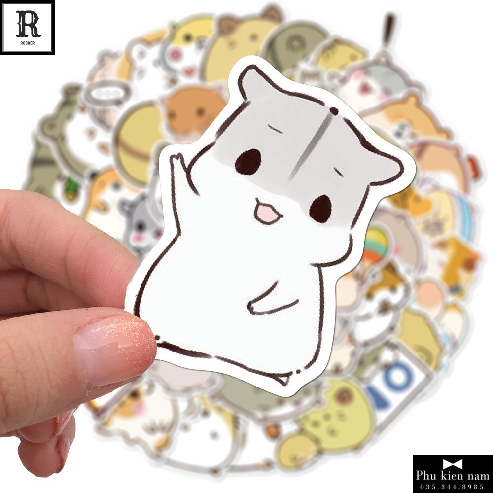 Sticker PVC Hamster 50 Hình ST092 - Stickers Chống nước Dán Mũ bảo hiểm Vali Laptop Điện thoại Dán xe
