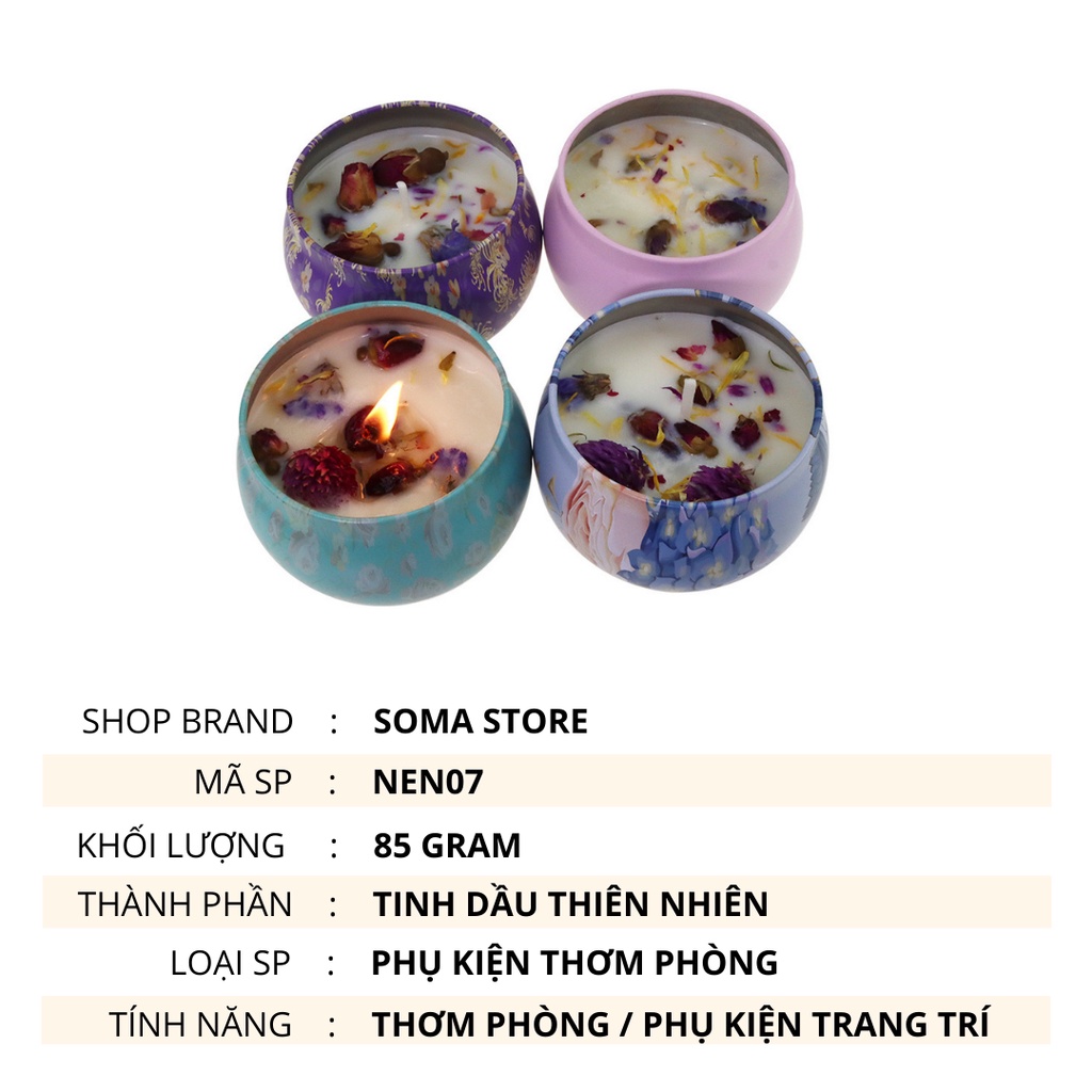 Nến Thơm Candle Cup Tinh Dầu Thiên Nhiên Sáp Thơm Phòng Ngủ Không Khói 85g Vintage NEN07 NEN08