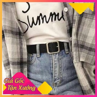 Dây nịt da - Thắt lưng da khóa vuông kim loại [Hàng Bao Đẹp]