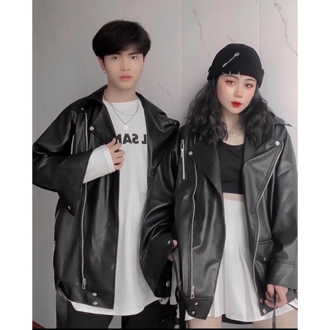 Áo Khoác Da Ulzzang Form Rộng 2 Lớp Kèm Đai Cá Tính