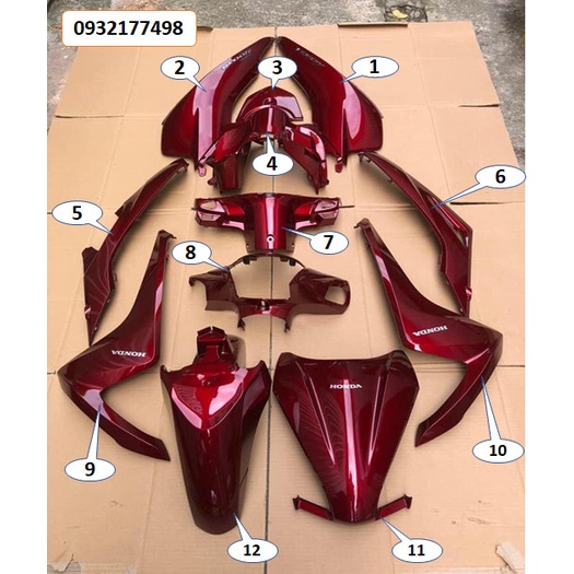 NHỰA MÀU 12 MÓN VISION ĐỎ ĐÔ ĐỜI 2015 ĐẾN 2020  ZIN CHÍNH HÃNG HONDA