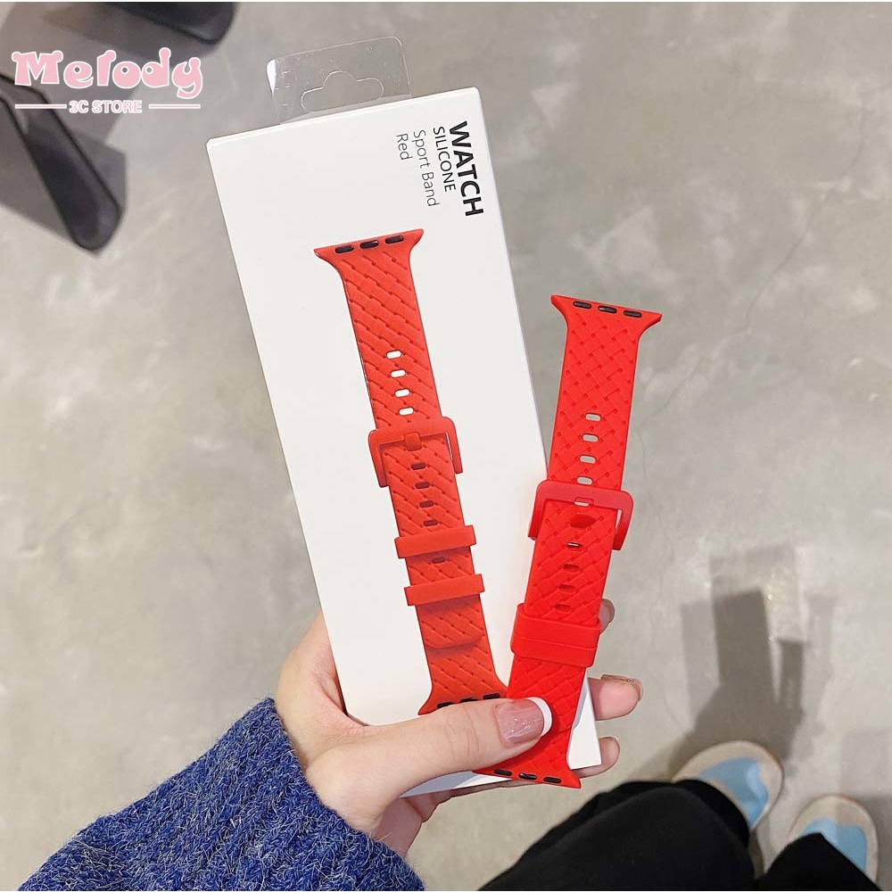 Dây đeo silicon bện thích hợp cho đồng hồ thông minh Apple Watch Series 7/ 6/ SE/ 5 iwatch 45/ 44/ 42/ 41/ 40/ 38mm