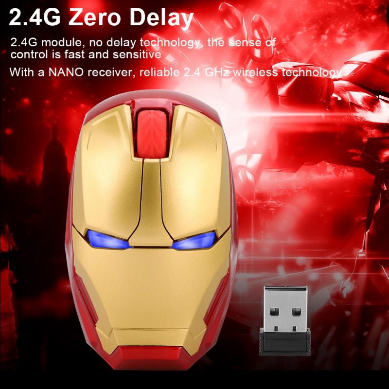 Chuột Không Dây Hình Iron Man 2.4ghz Usb 4d 1600dpi