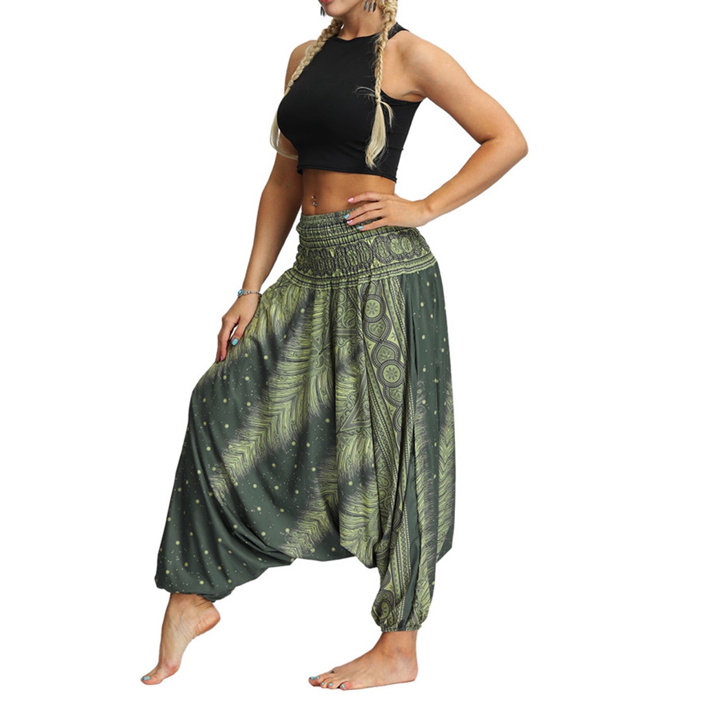 Quần tập Yoga nữ ống rộng lưng cao phong cách Boho | BigBuy360 - bigbuy360.vn