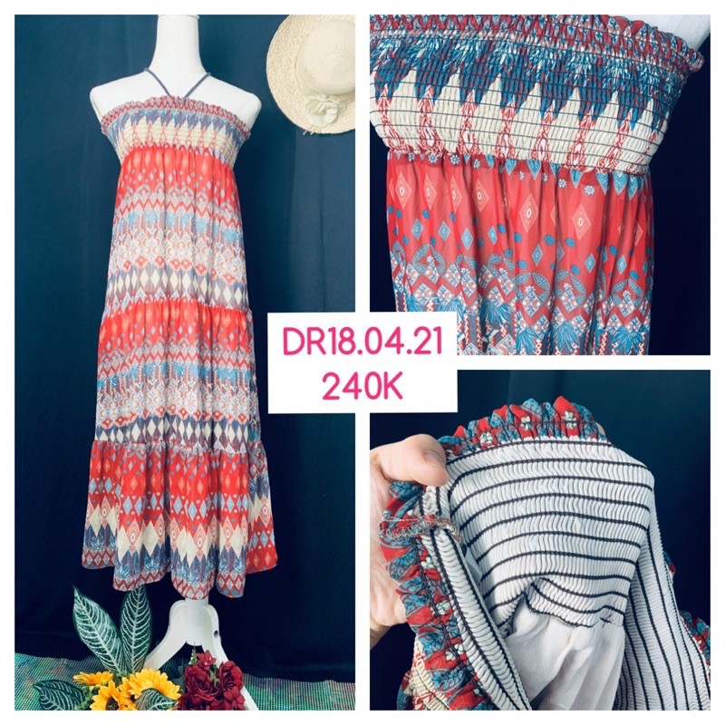 Nhiều mẫu Đầm maxi hoa bohemian boho cao cấp