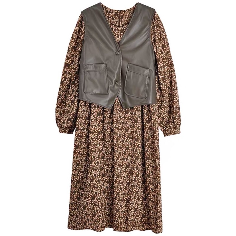 Váy hoa nhí vintage mix gile da