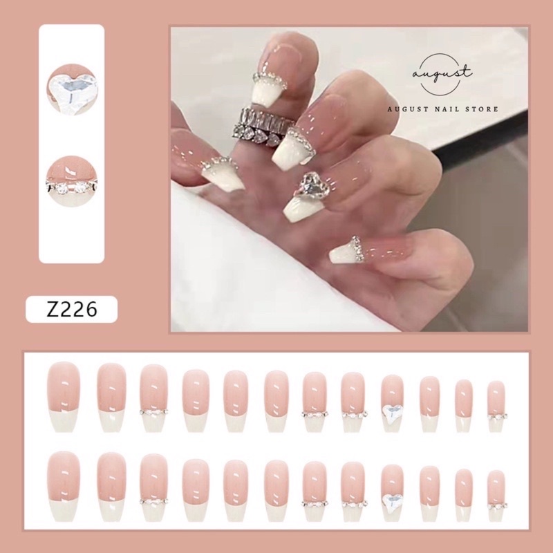 Mã Z201 - Z250 Set 24 móng tay giả gắn charm kèm keo dán chuyên dụng