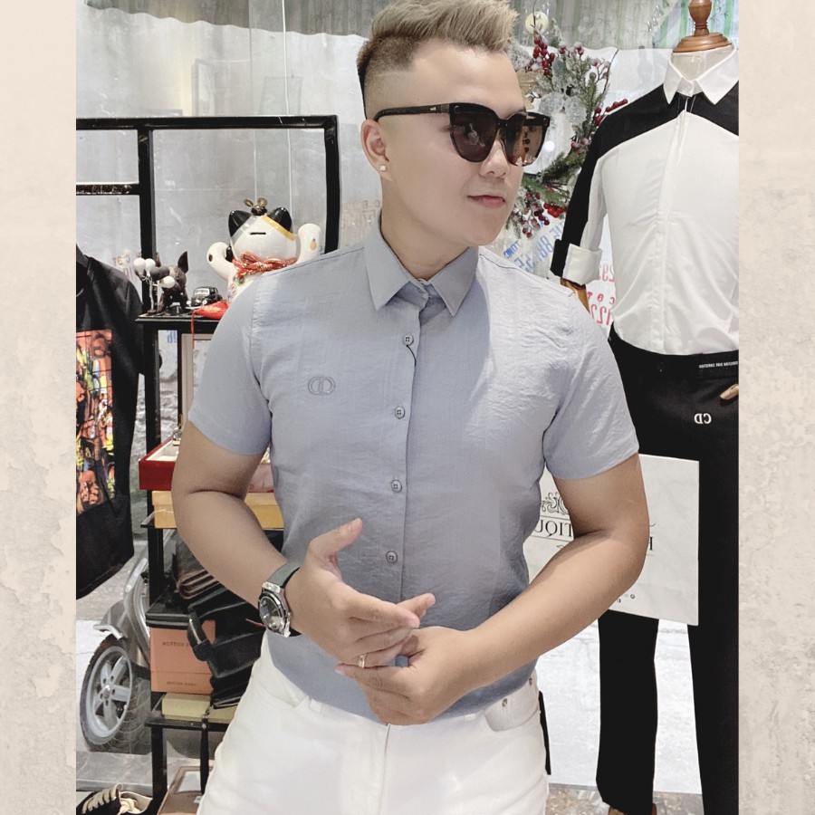 Áo sơ mi cộc tay linen cổ bẻ MiMEGA chất đũi 3 màu dáng ôm | BigBuy360 - bigbuy360.vn