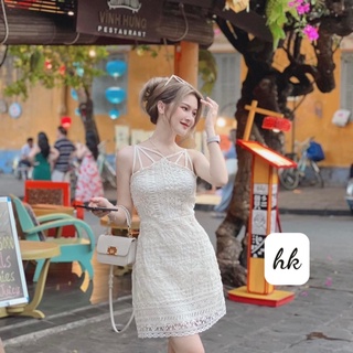 Váy ren hoa đan dây siêu xinh (kèm ảnh thật shop chụp)