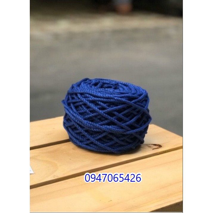 Dây thừng cotton màu Xanh côban size 3mm thắt Macrame (1kg)