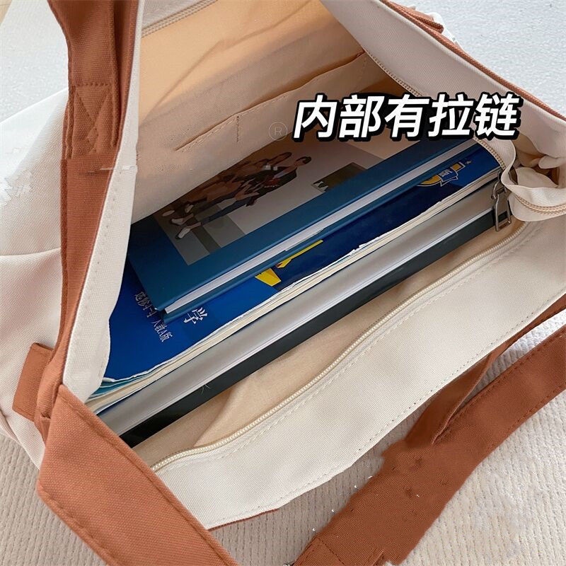 Túi Xách canvas Sức Chứa Lớn Thiết Kế niche In Chữ Thời Trang Cho Nữ