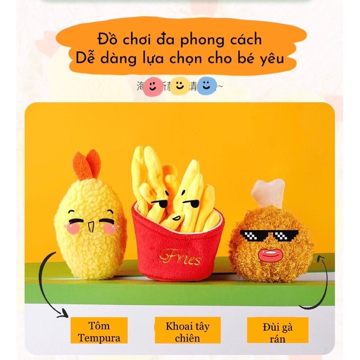 Đồ chơi TÔM CHIÊN nhồi bông cho thú cưng