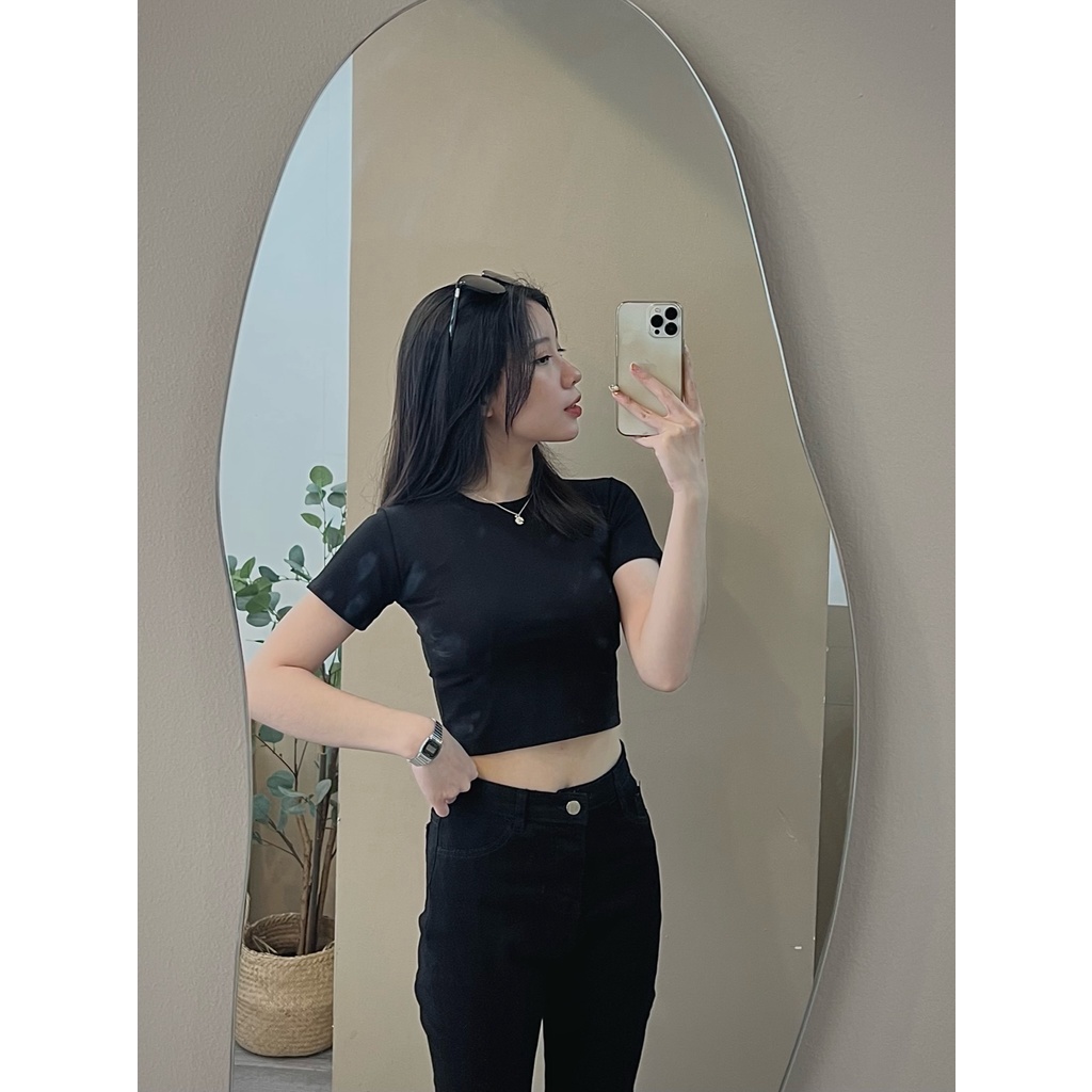 [Ảnh thật/Video] Áo croptop thun zip cổ tròn - 29feb.closet - A42