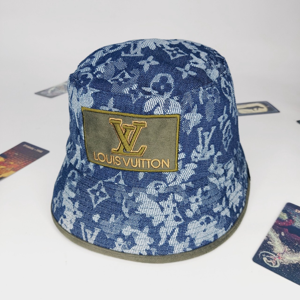 Nón vành tròn , Mũ bucket LV logo da thêu nổi màu quát loang nhiều màu cực đẹp