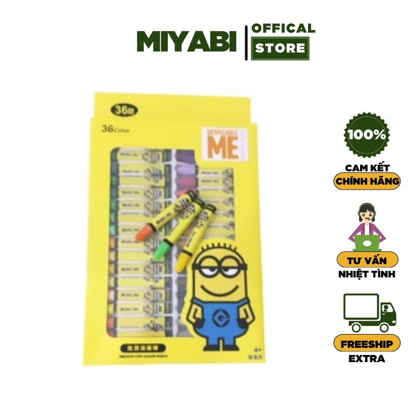 Bút sáp màu Minion 36 màu - 24 màu - 18 màu - 12 màu (Bút sáp dầu) được tặng tranh tô