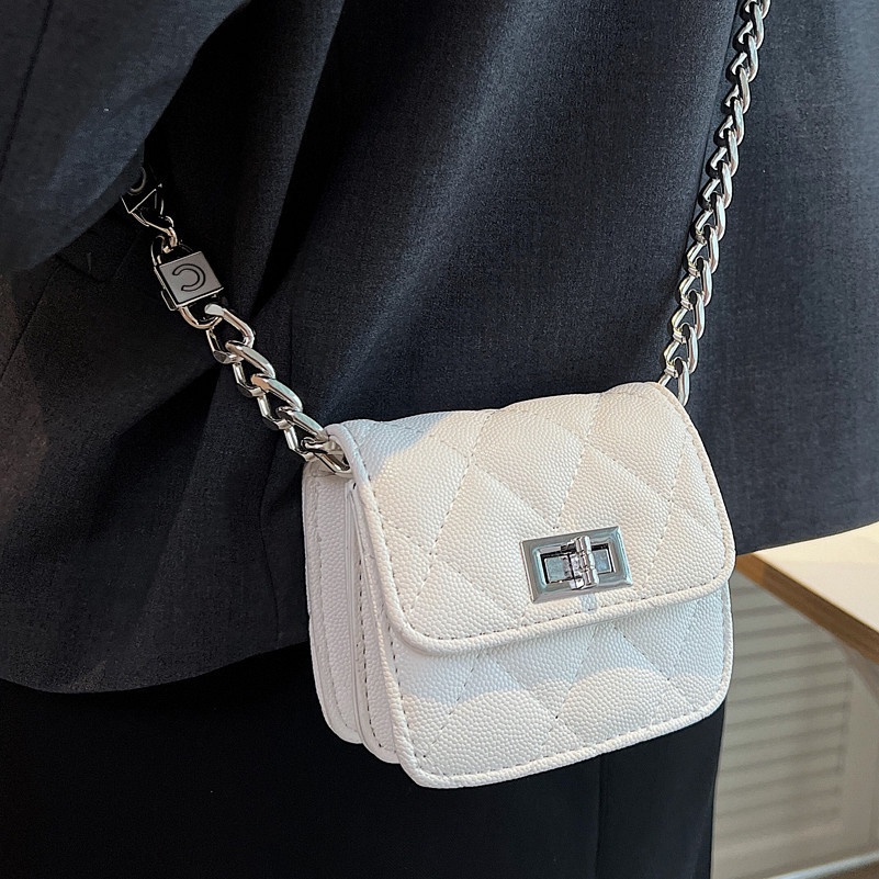 Túi Đeo Chéo Hình Vuông Cỡ Nhỏ Phối Dây Đeo Sợi Xích Thời Trang Cho Nữ
