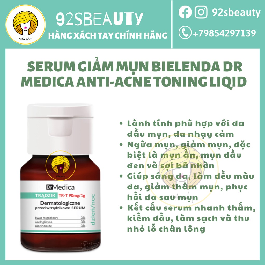 Serum mờ thâm, sáng da, kháng mụn Bielenda Dr Medica Acne Dermatological Anti-Acne