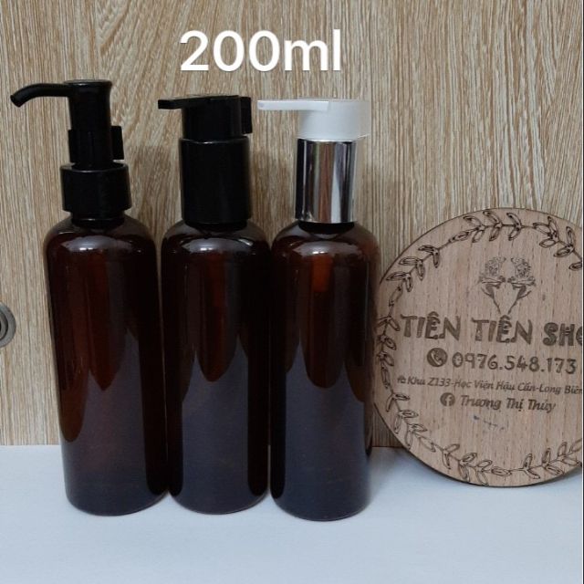 Chai nhựa nâu 200ml vòi ấn vịt