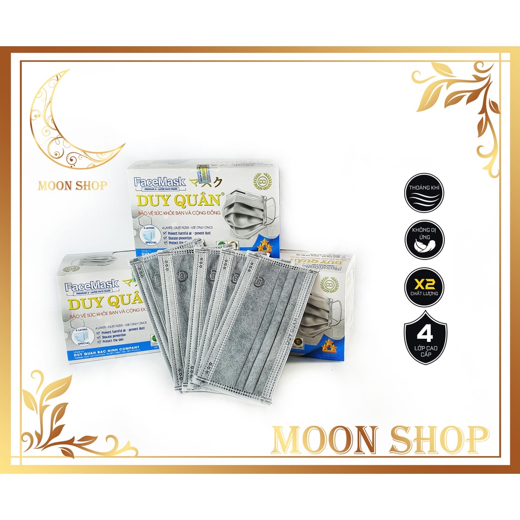 Hộp khẩu trang y tế 4 lớp Duy Quân màu xám 50 cái