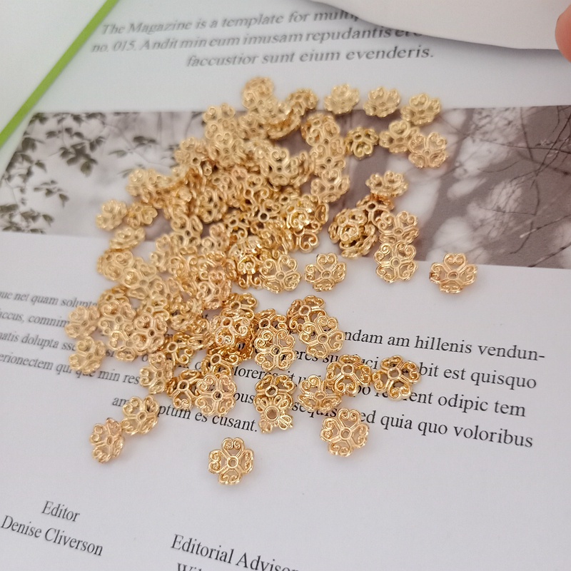 10 Hạt Xỏ Lỗ Bằng Đồng 14K Màu Vàng Đồng Dùng Làm Giá Đỡ/ Vòng Đeo Tay/ Mũ/ Vòng Tay DIY