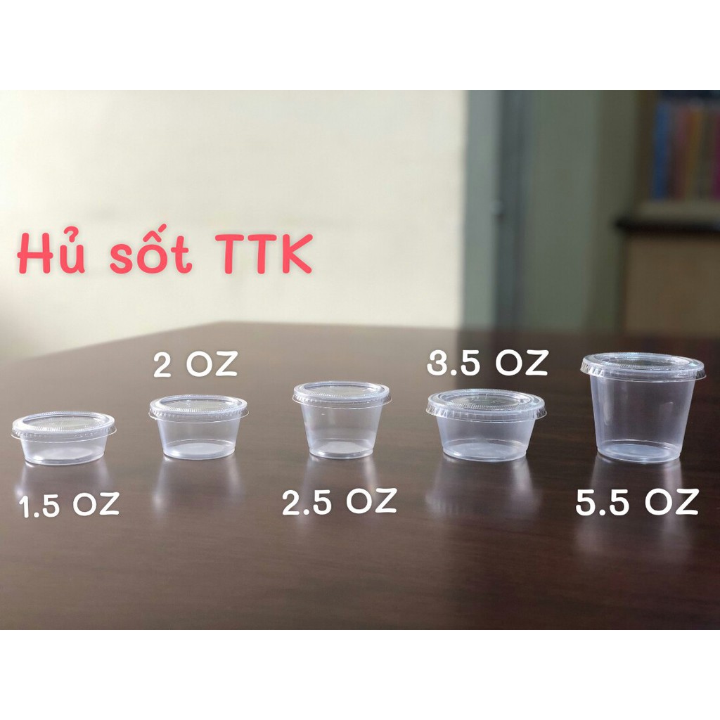 6 lốc 600 hộp, hủ đựng sốt, nước chấm, tương, gia vị, có nắp dùng 1 lần 2oz 60ml