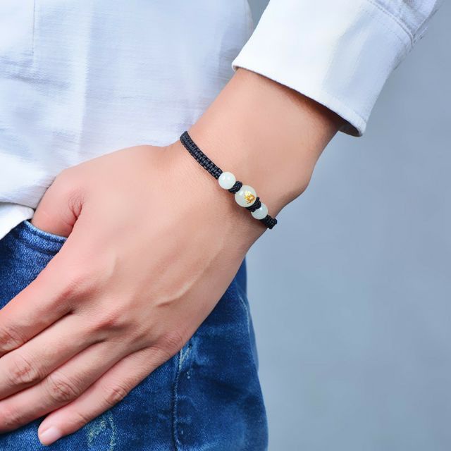 Vòng đeo tay RINHOO bện dây mặt phối hạt phát quang họa tiết 12 cung hoàng đạo