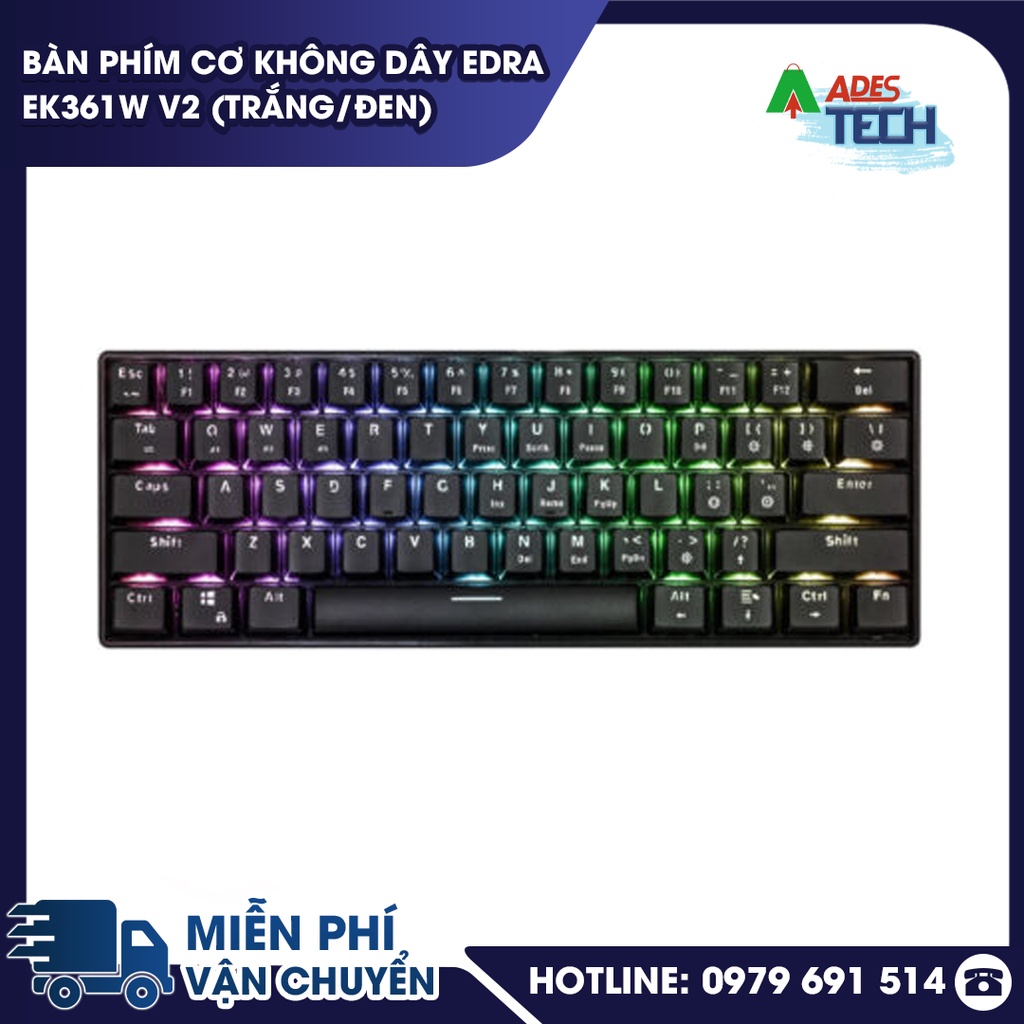 Bàn Phím Cơ Không Dây EDra EK361W V2  - Bảo hành 24 tháng