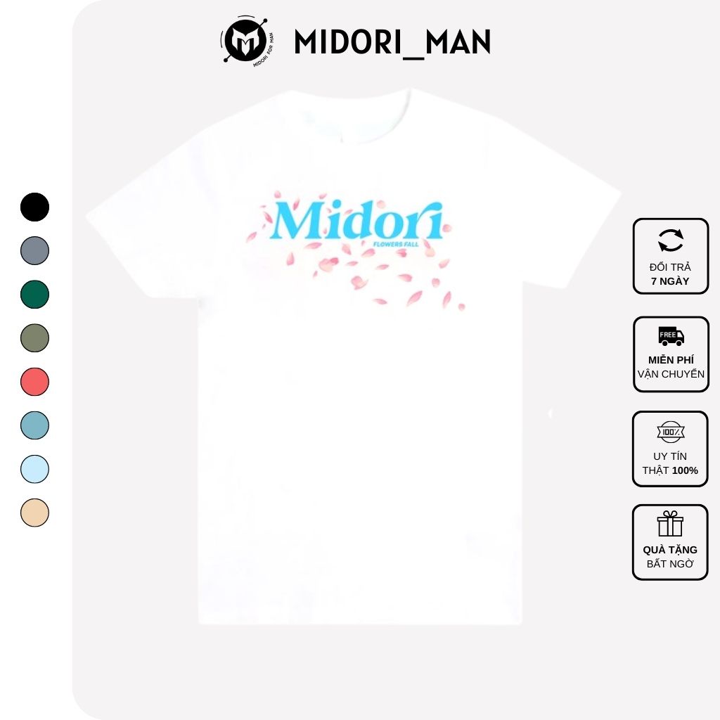 Áo thun form rộng tay lỡ unisex Phông Nam Nữ Hoa Đào Local Brand Midori For Man