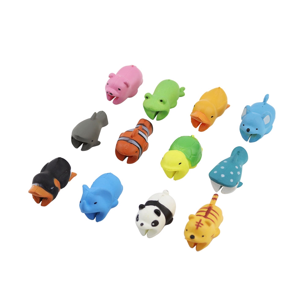 Set 12 Phụ Kiện Bảo Vệ Dây Cáp Hình Thú Dễ Thương