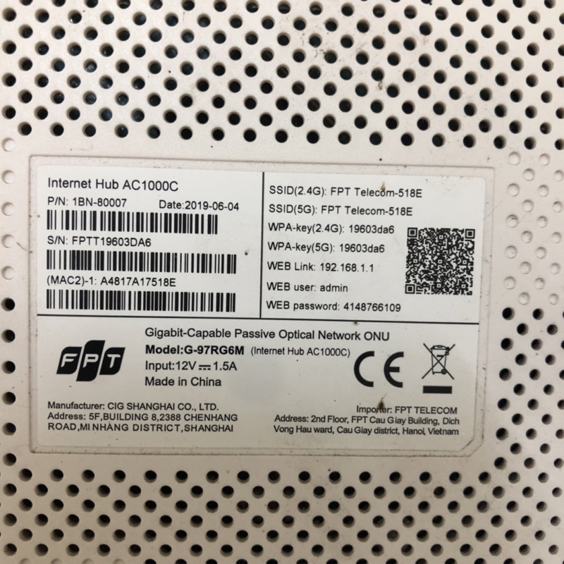 THanh Lý bộ phát wifi 2 băng tần Ac 1000c của FPT- đọc nội dung