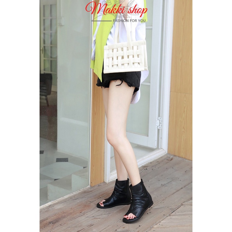 Boot nữ xỏ ngón khóa kéo, giày boot nữ cao cổ thời trang cao cấp giá rẻ MAKKI SHOP TD424