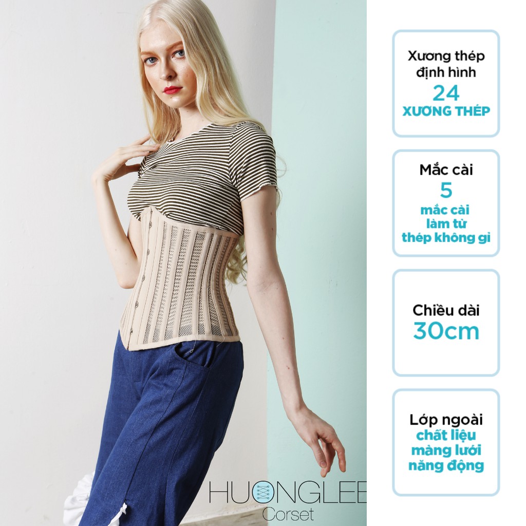Đai Gen Nịt Bụng Corset 24 Xương Định Hình Chất Liệu Lưới Thoáng Mát Hỗ Trợ Giảm Eo Giảm Mỡ Bụng