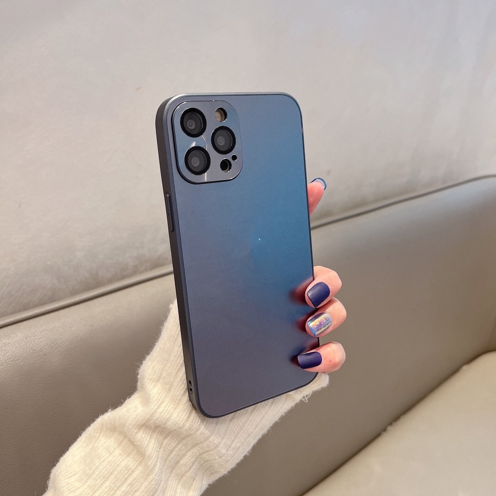 Ốp Điện Thoại Cứng Màu Vàng Mờ Lấp Lánh Bảo Vệ Toàn Diện Chống Bám Vân Tay Cho iPhone 13 12 11 Pro Max