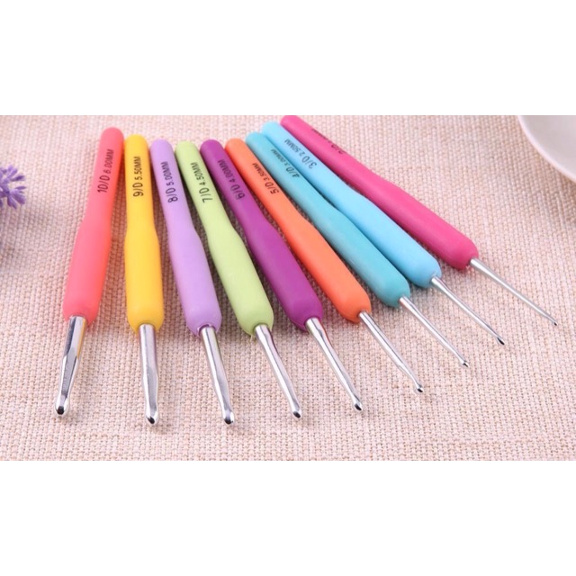 Bộ 9 kim móc len cán dẻo dày