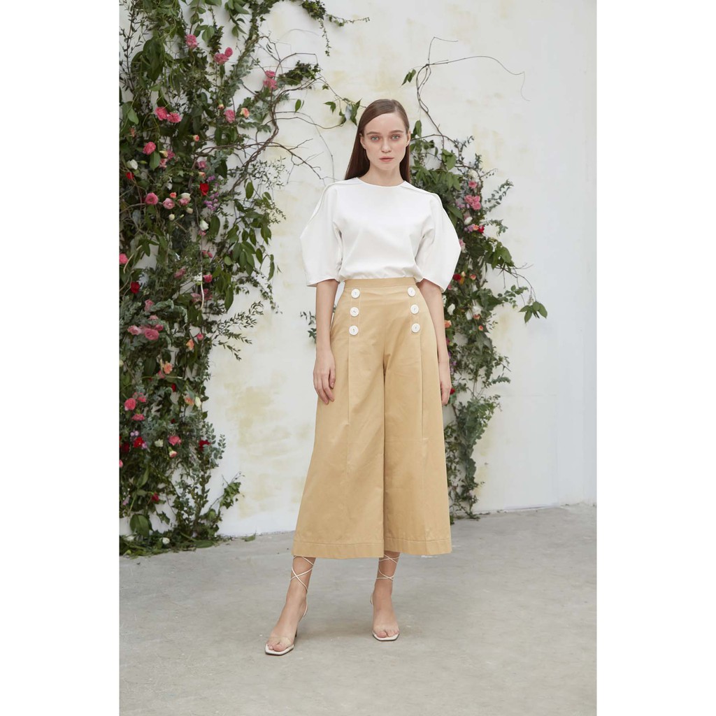 [Mã WABRLOW5 giảm 15% đơn 300K] COCO SIN - Quần Cullote Nâu Đính Nút