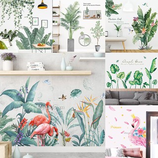 Decal dán tường trang trí - Decal 3d lá xanh - Giấy dán tường trang trí phòng khách, phòng ngủ