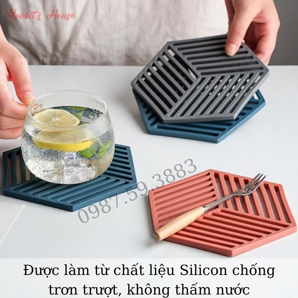 Miếng Lót Nồi, Đế Lót Nồi Bát Đĩa Ly Cốc Bằng Silicon Họa Tiết Hình Học