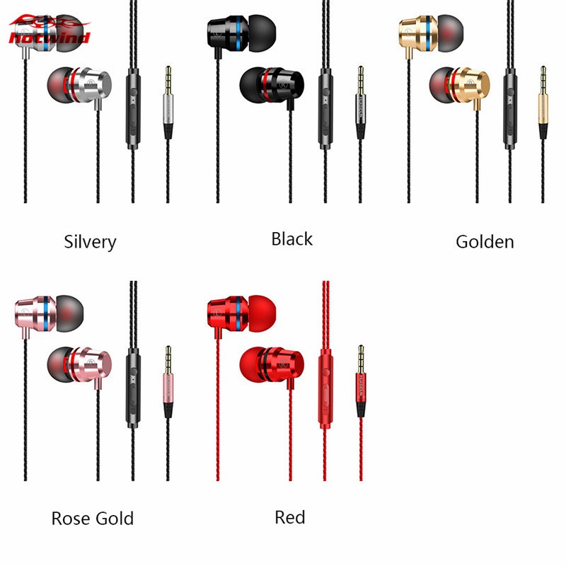 Metal Earphone In Ear Wired Earphone 3.5mm Heavy Bass Sound Music Sport Earphone iPhone Huawei