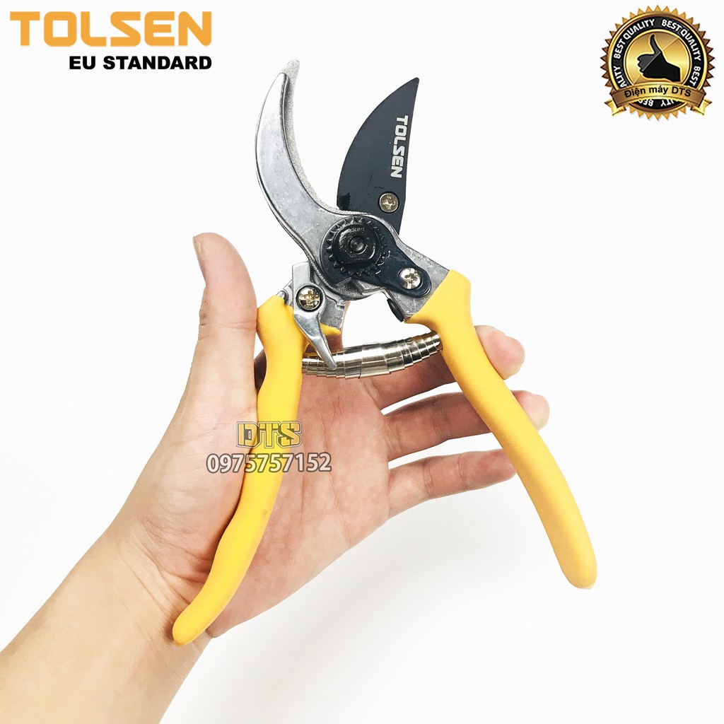 Kéo cắt cành trợ lực công nghiệp TOLSEN 200mm, lưỡi thép SK5 siêu sắc, kéo làm vườn chuyên nghiệp - Tiêu chuẩn Châu Âu