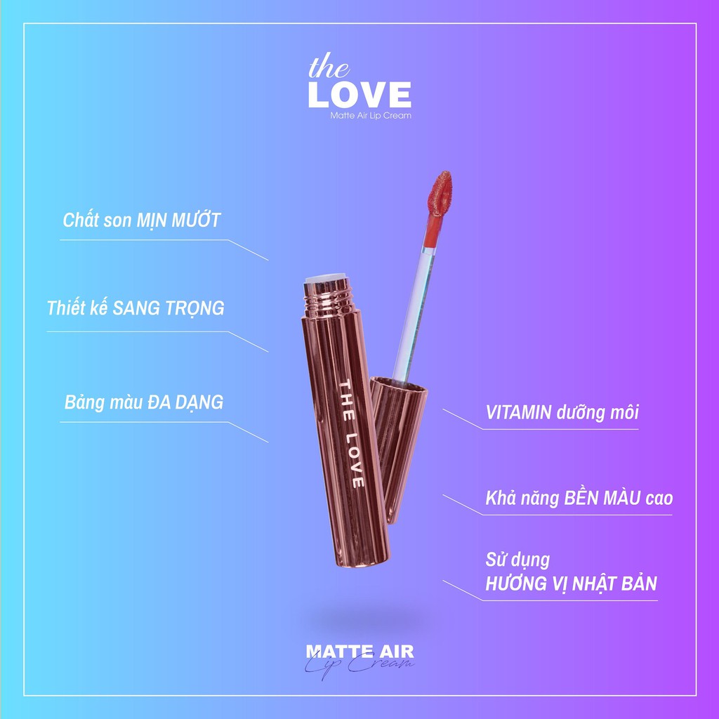 [MUA 1 ĐƯỢC 2] Son Kem THE LOVE Đỏ Đất Siêu bền Màu Chính Hãng 4ml