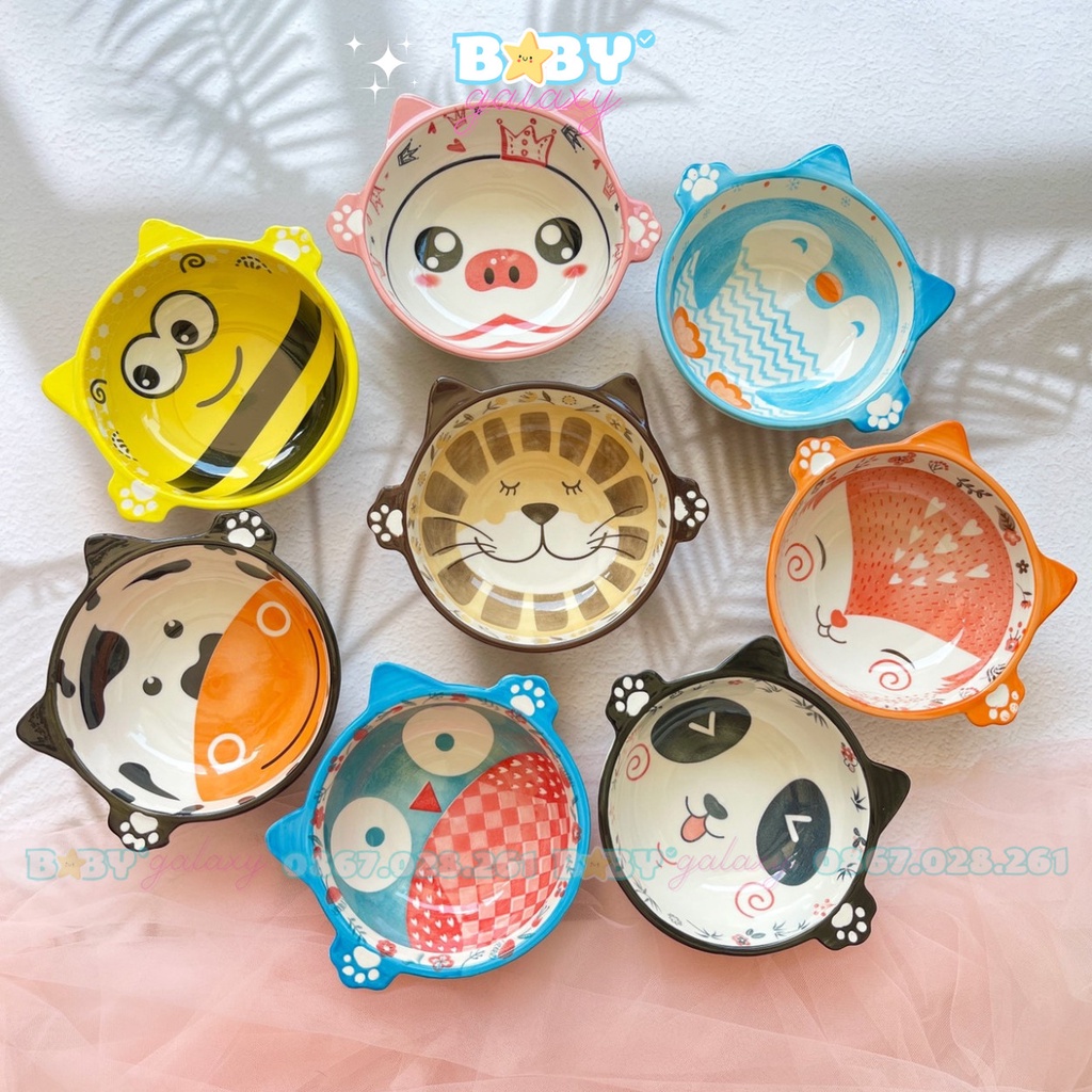 Chén Bát Ăn Dặm Gốm Sứ Hình Thú Size To 350ml Cho Bé - Babygalaxy