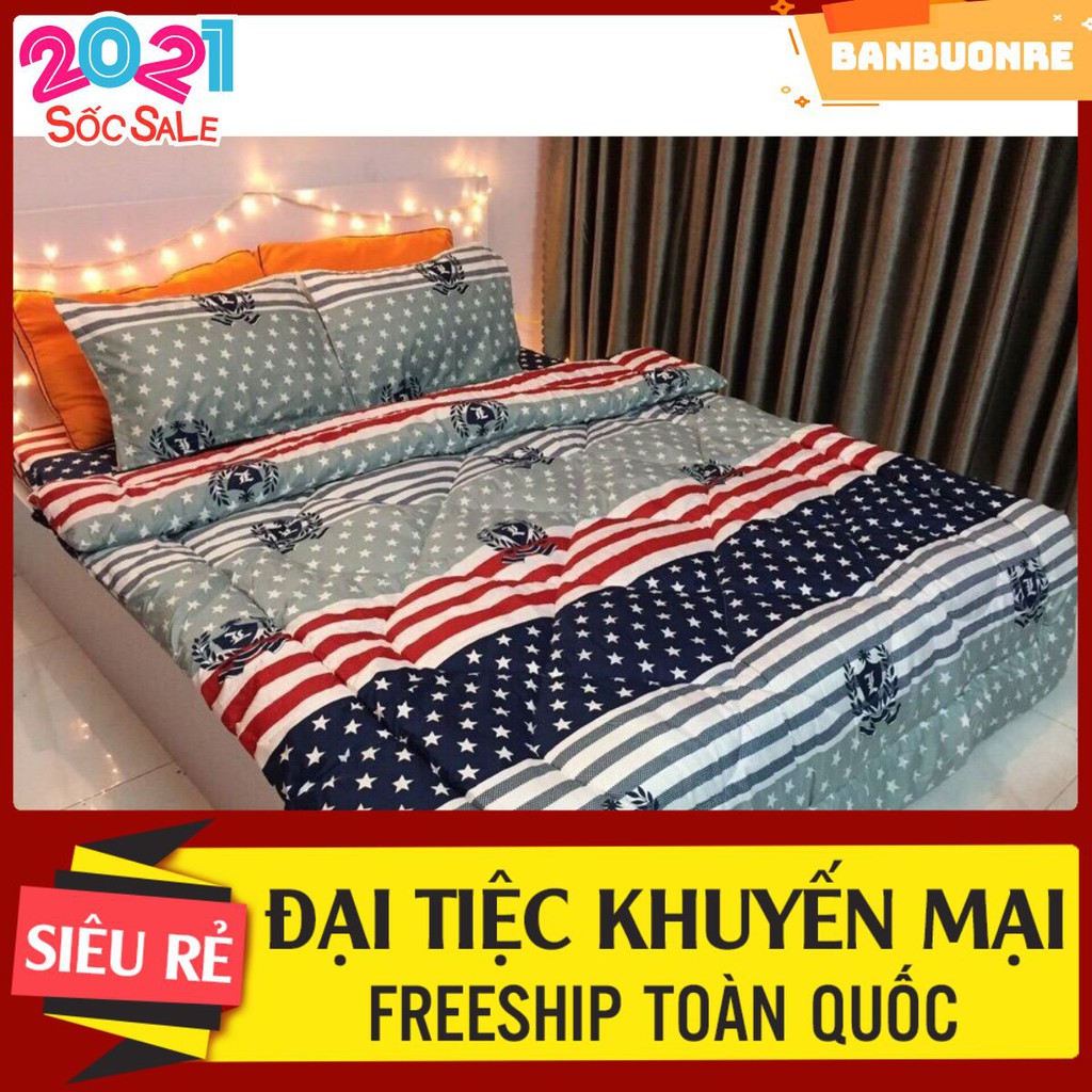 Sỉ bộ chăn phao ga gối poly mẫu cờ mỹ