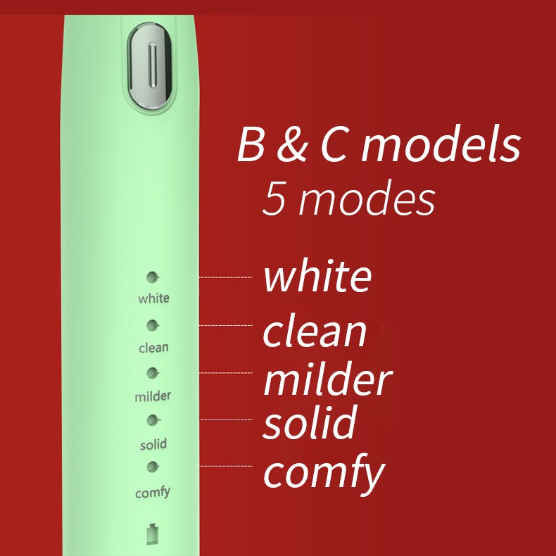 Bàn chải đánh răng điện siêu âm Pffee chống nước IPX7 5 chế độ hỗ trợ sạc không dây