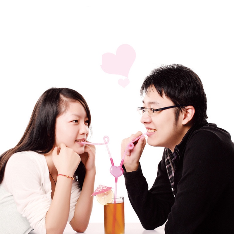 Ống hút đôi HOUSEEKER hình trái tim cho ngày valentine/sinh nhật