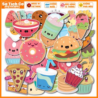 [Bộ 50 Sticker] Kawaii Food dán điện thoại, laptop, mũ bảo hiểm, guitar, vali MSP: ST21
