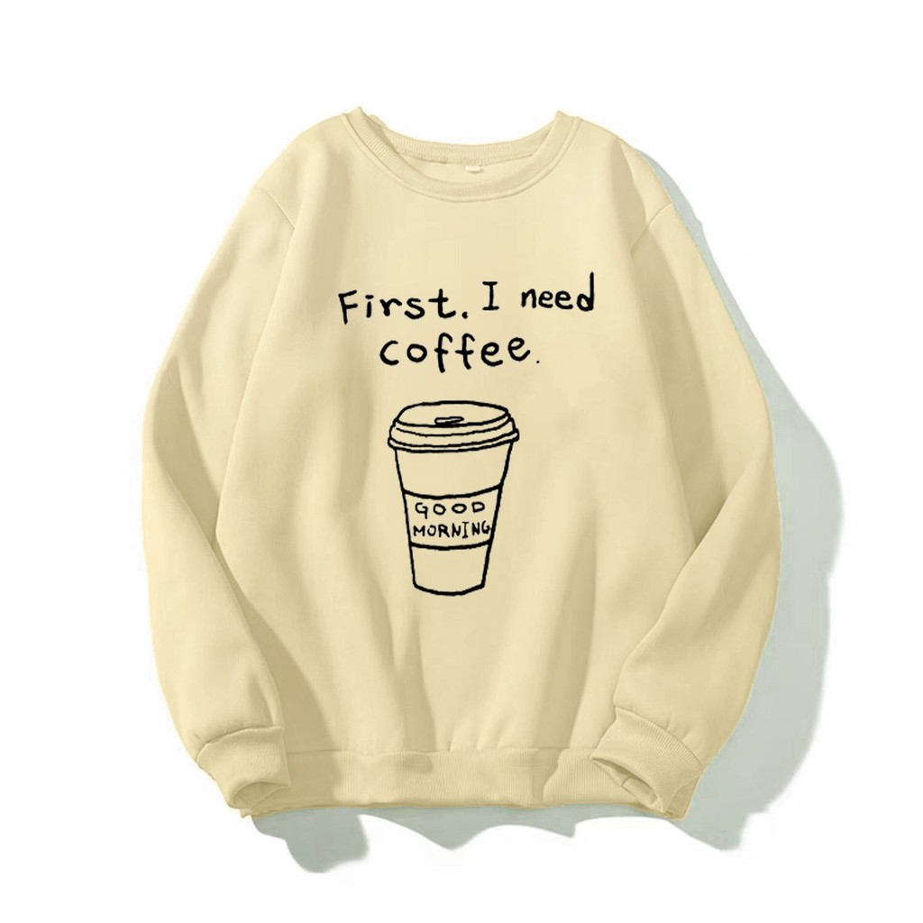 [FREESHIP_99K] Áo Hoodie unisex in chữ I Need Coffe cựu chất - DS09