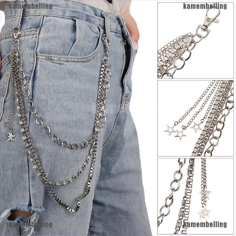 Dây xích quần jean 3 lớp bằng kim loại phong cách hip hop cho nữ