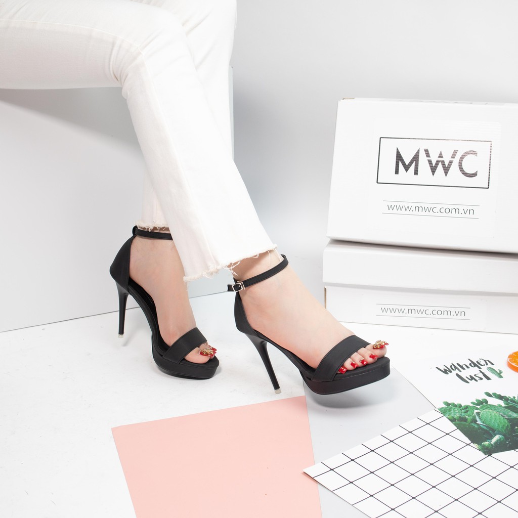 Giày Sandal Cao Gót MWC Đế Nhọn 12CM Quai Ngang Basic Thanh Lịch NUCG - 3618