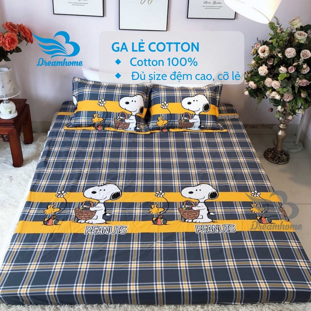 Ga chun bọc đệm cotton 100%, ga giường cotton cao cấp dày mát đủ size nệm lò xo Dreamhomebedding