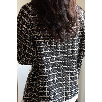 SUXI Áo Khoác Len Cardigan Form Rộng Họa Tiết Sọc Caro Thiết Kế Mới Thời Trang Mùa Thu Dành Cho Nữ